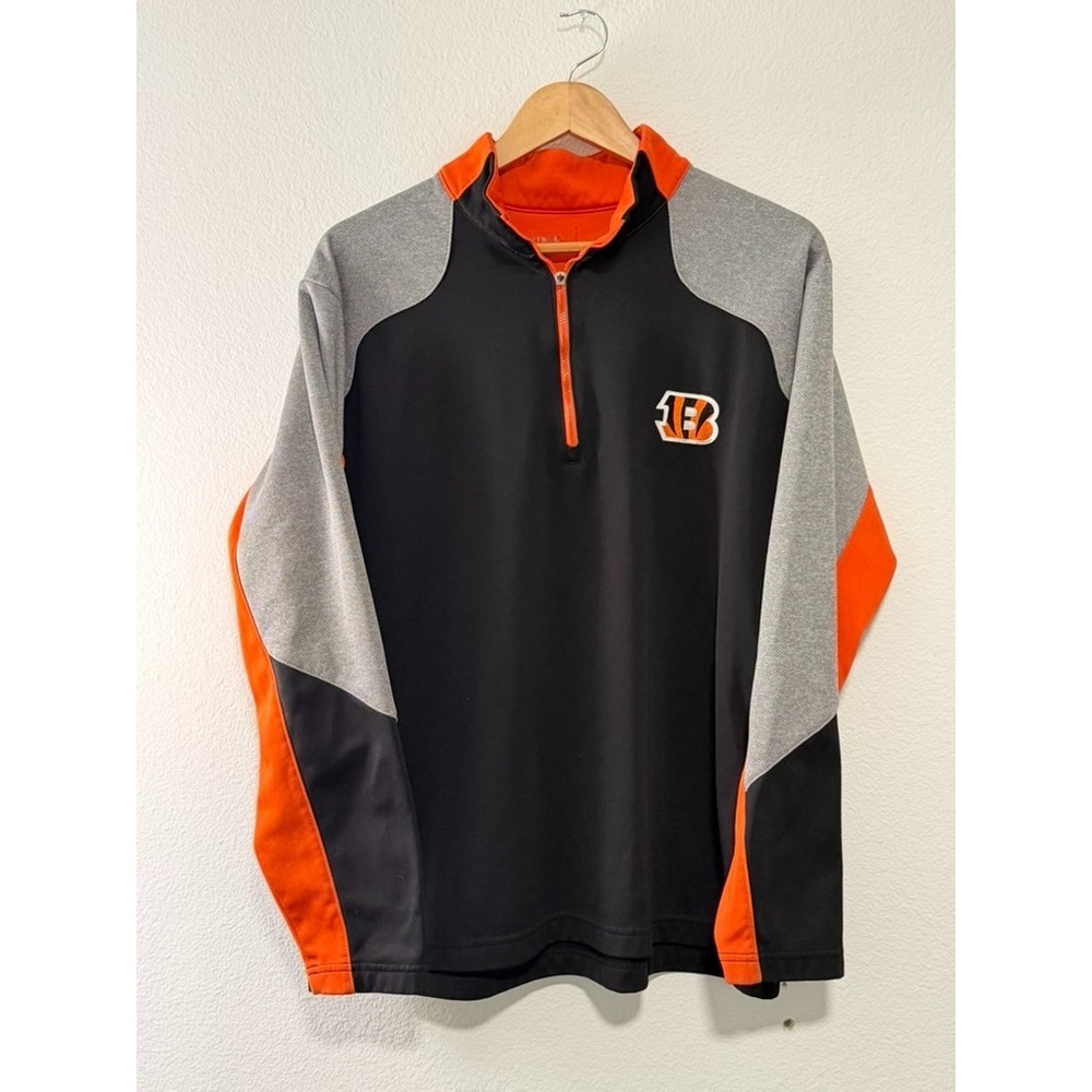 Cincinnati Bengals Antigua 1/4 Zip Pullover Men's Large Black Orange NFL